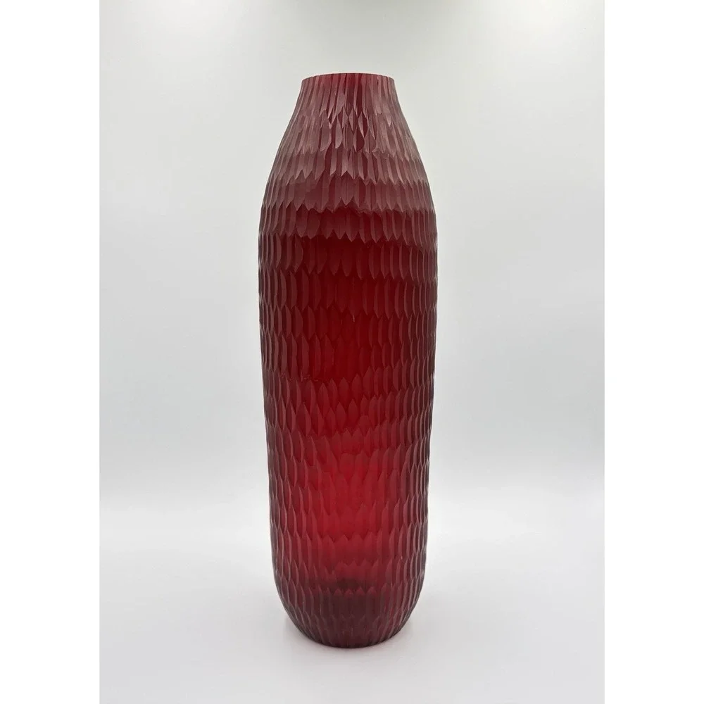 Vintage Ruby Red Flashed Glass Vase Large 15